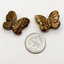 Load image into Gallery viewer, Flutter Hand Carved Tigereye Butterfly Beads | 21x18x5mm | Golden Brown - PremiumBead Primary Image 1
