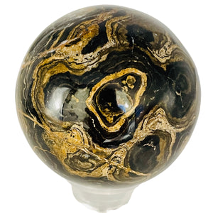 Stromatolite Scry Crystal Round Sphere | 55mm | Bronze/Black | 205g |1 Sphere |