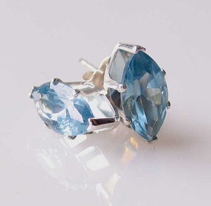 March Marquise 10x5mm Created Aquamarine Sterling Silver Stud Earrings 10148C - PremiumBead Primary Image 1