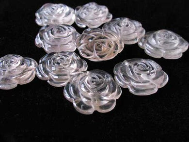 2 Carved Pale Smokey Quartz Rose Flower Beads 9290SQZ - PremiumBead Primary Image 1