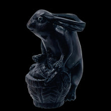 Load image into Gallery viewer, Bunny Rabbit In A Basket Teak Ojime Netsuke Bead | 27x19x15mm | Brown
