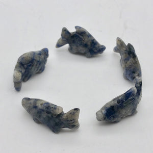 Swimming 2 Hand Carved Sodalite Koi Fish Beads | 23x11x5mm | Blue white - PremiumBead Alternate Image 5