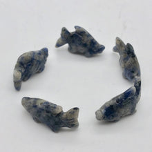 Load image into Gallery viewer, Carved Sodalite Koi Fish Worry Stone Figurine Bead | 23x11x5mm | Blue white
