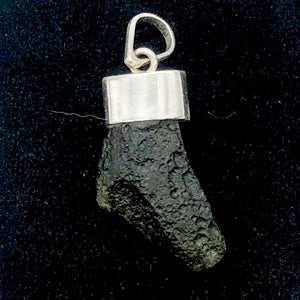 Blue Green Moldavite Sterling Silver Pendant 30x15x6mm | 1 5/8" long