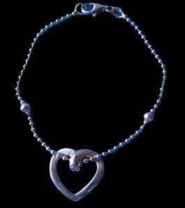 Love! Floating Heart Sterling Silver 7" Bracelet (5 Grams) 10064A