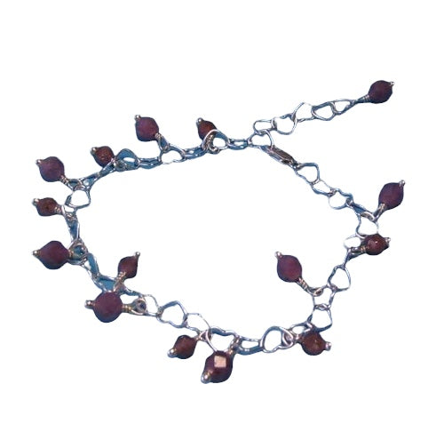 Love! Purple Sapphire & Hearts Silver Bracelet 406622