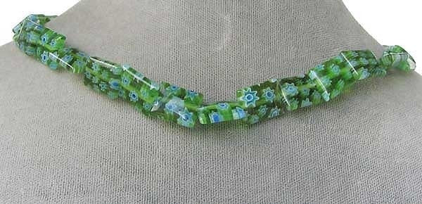 Millefiori 10mm Square Fabulous Green Bead Strand 106976B - PremiumBead Primary Image 1