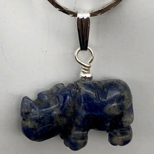 Load image into Gallery viewer, Sodalite Rhinoceros Pendant Necklace|Semi Precious Stone Jewelry|Silver Pendant - PremiumBead Alternate Image 4
