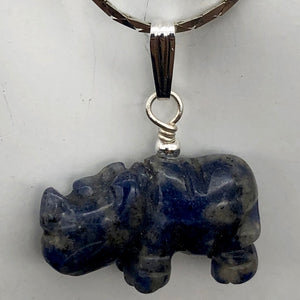 Sodalite Rhinoceros Pendant Necklace|Semi Precious Stone Jewelry|Silver Pendant - PremiumBead Alternate Image 4