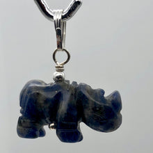 Load image into Gallery viewer, Sodalite Rhinoceros Pendant Necklace|Semi Precious Stone Jewelry|Silver Pendant - PremiumBead Alternate Image 2
