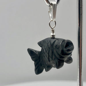 Hematite Koi Fish Pendant Necklace | Semi Precious Stone Jewelry|Silver Pendant - PremiumBead Primary Image 1
