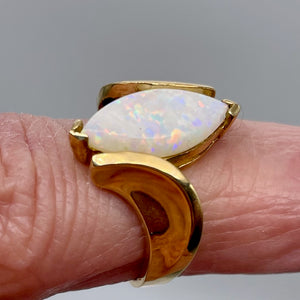 Opal Marquise Cut 10K Gold Ring | 5.5 | Red Green Fire | 1 Ring |