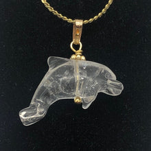 Load image into Gallery viewer, Quartz Dolphin Pendant Necklace | Semi Precious Stone Jewelry | 14k Pendant - PremiumBead Alternate Image 2
