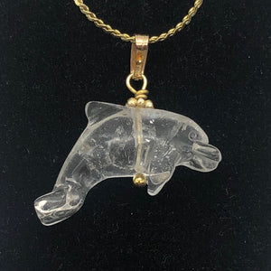 Quartz Dolphin Pendant Necklace | Semi Precious Stone Jewelry | 14k Pendant - PremiumBead Alternate Image 2