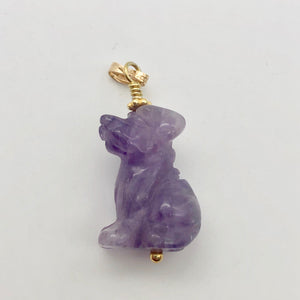 Amethyst Dog Pendant Necklace | Semi Precious Stone Jewelry | 14k Pendant - PremiumBead Alternate Image 5