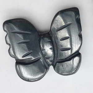 Iron Butterfly 2 Hand Carved Hematite Butterfly Beads | 21x18x5mm | Silver black - PremiumBead Alternate Image 8