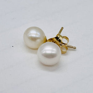 Pearl 14K Gold 6mm Stud Earrings | 6mm | White | 1 Pair |