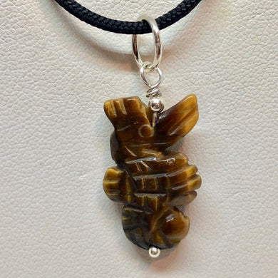 Tiger'S Eye Carved Seahorse W/Silver Pendant - So Cute! 509244TES - PremiumBead Primary Image 1