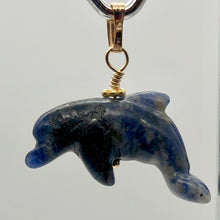 Load image into Gallery viewer, Sodalite Dolphin Pendant Necklace | Semi Precious Stone Jewelry | 14k Pendant
