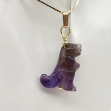 Load image into Gallery viewer, Purple Dinosaur Amethyst Tyrannosaurus Rex 14K Gold-Filled Pendant - PremiumBead Alternate Image 2
