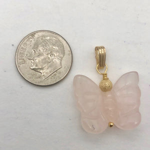 Flutter Carved Rose Quartz Butterfly 14Kgf Pendant - PremiumBead Alternate Image 4