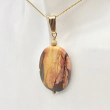 Load image into Gallery viewer, Ancient Forests Mookaite 30x20mm Oval 14k Gold Filled Pendant, 2 inches 506765B - PremiumBead Primary Image 1
