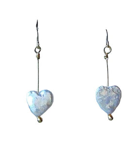 Valentine Cream Freshwater Heart Coin Pearl and 14K Gf Drop/Dangle Earrings 6503