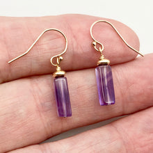 Load image into Gallery viewer, Royal Natural Amethyst 14K Gold Filled Drop Earrings | 1 1/4 inch long | - PremiumBead Alternate Image 2
