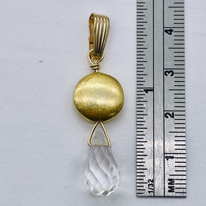 Quartz 14K Gold Filled Facetted Briolette | 1 3/4" Long | Clear | 1 Pendant |