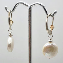 Load image into Gallery viewer, Creamy White Coin FW Pearl Lever Back Earrings | 1 1/4&quot; Long | White | 1 Pair |
