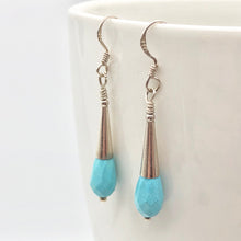 Load image into Gallery viewer, Natural Blue Turquoise and Silver Earrings |Turquoise|1.75&quot; (long)| 307404 - PremiumBead Alternate Image 2
