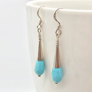 Natural Blue Turquoise and Silver Earrings |Turquoise|1.75" (long)| 307404 - PremiumBead Alternate Image 2