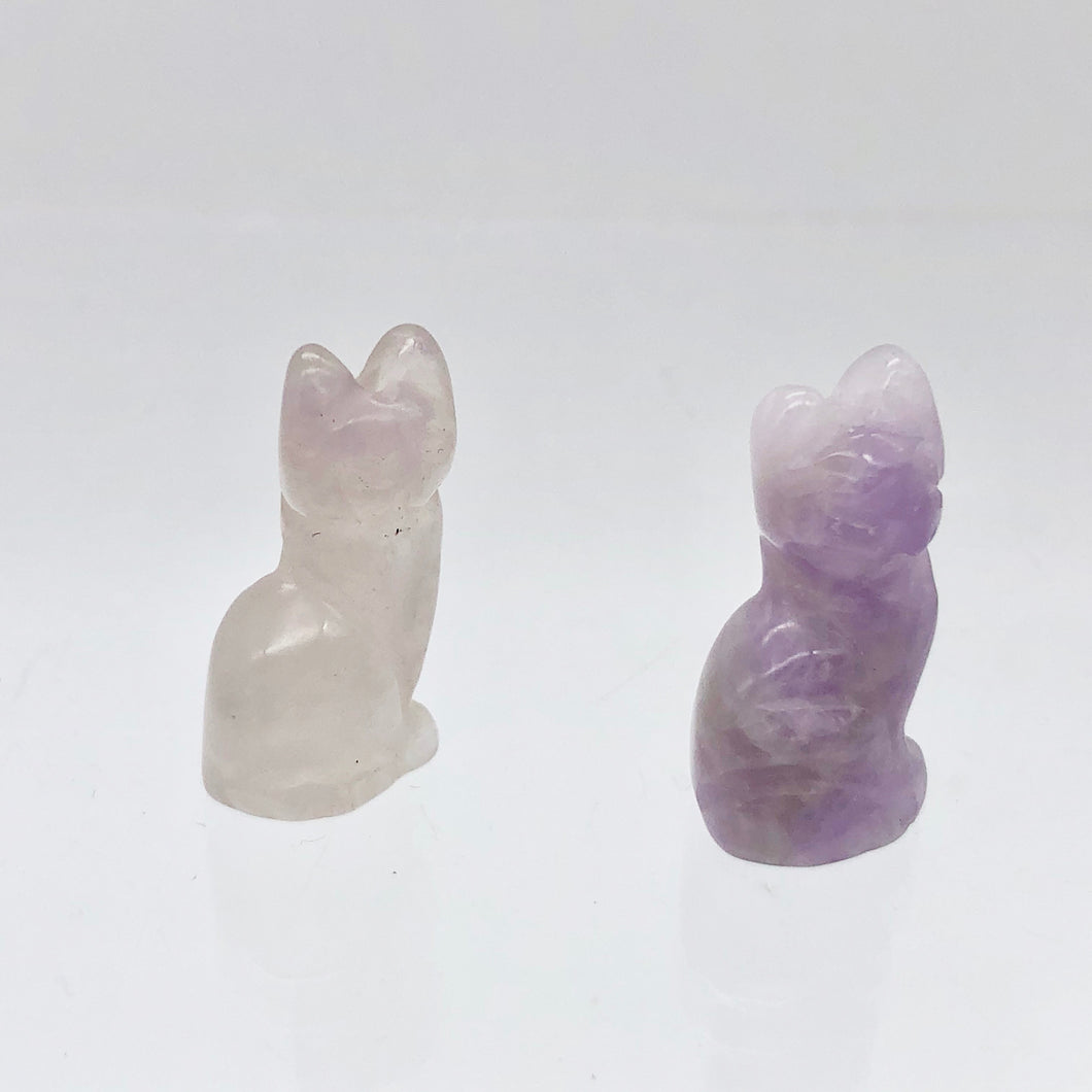 Adorable! 2 Amethyst Sitting Carved Cat Beads | 21x12x8mm | Purple - PremiumBead Primary Image 1