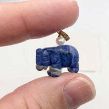 Load image into Gallery viewer, Wild Hand Carved Sodalite Elephant 14 Kgf Pendant |21x16x8mm| Blue| 1 1/4&quot; long| - PremiumBead Alternate Image 2
