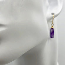 Load image into Gallery viewer, Royal Natural Amethyst 14K Gold Filled Drop Earrings | 1 1/4 inch long | - PremiumBead Alternate Image 3
