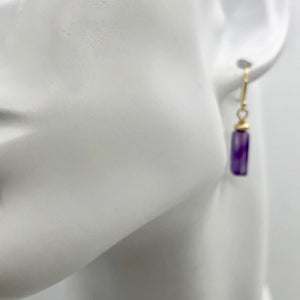 Royal Natural Amethyst 14K Gold Filled Drop Earrings | 1 1/4 inch long | - PremiumBead Alternate Image 3