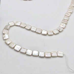 Beautiful White 11x11x4mm Square Coin FW Pearl 16" strand - PremiumBead Alternate Image 2