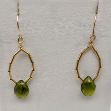 Load image into Gallery viewer, Natural Green Peridot Briolette &amp;14k Earrings 200867 - PremiumBead Alternate Image 5
