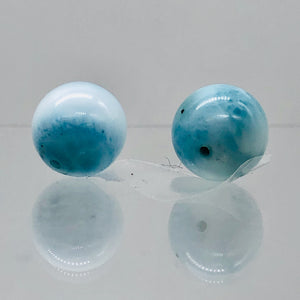 Natural Untreated Larimar Round Focal Beads | 13mm | Blue | 2 Bead(s)