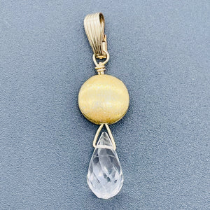 Quartz 14K Gold Filled Facetted Briolette | 1 3/4" Long | Clear | 1 Pendant |