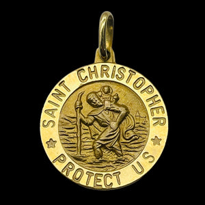 Saint Christopher 3 Gram 14K Round Medal | 1" Long | Gold | 1 Pendant |
