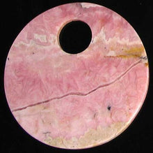 Load image into Gallery viewer, Natural, Untreated Lacy Pink Rhodochrosite 50mm Pi Circle Pendant Bead - PremiumBead Primary Image 1
