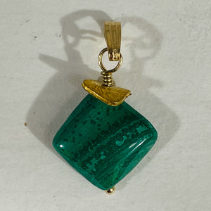 Malachite 8mm 14K Gold Filled Drop/Dangle | 1" Long | Green | 1 Pendant |