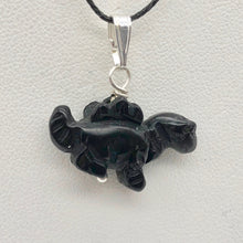 Load image into Gallery viewer, Obsidian Dinosaur Pendant Stegosaurus and Sterling Silver Pendant 509258OBS | 21x11x8mm (Stegosaurus), 7.0mm (Bail Opening), 7/8&quot; (Long) | Black - PremiumBead Primary Image 1
