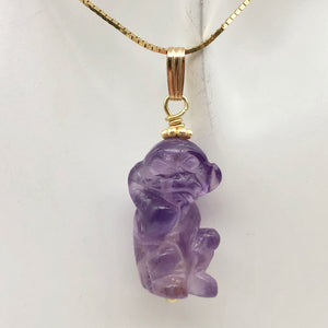 Amethyst Monkey Pendant Necklace | Semi Precious Stone Jewelry | 14k Pendant - PremiumBead Alternate Image 8