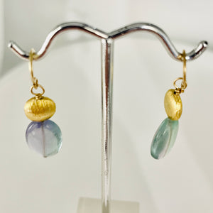 Fluorite 14K Gold Filled Drop/Dangle | 1 1/2" Long | Blue/Purple | 1 Earrings |
