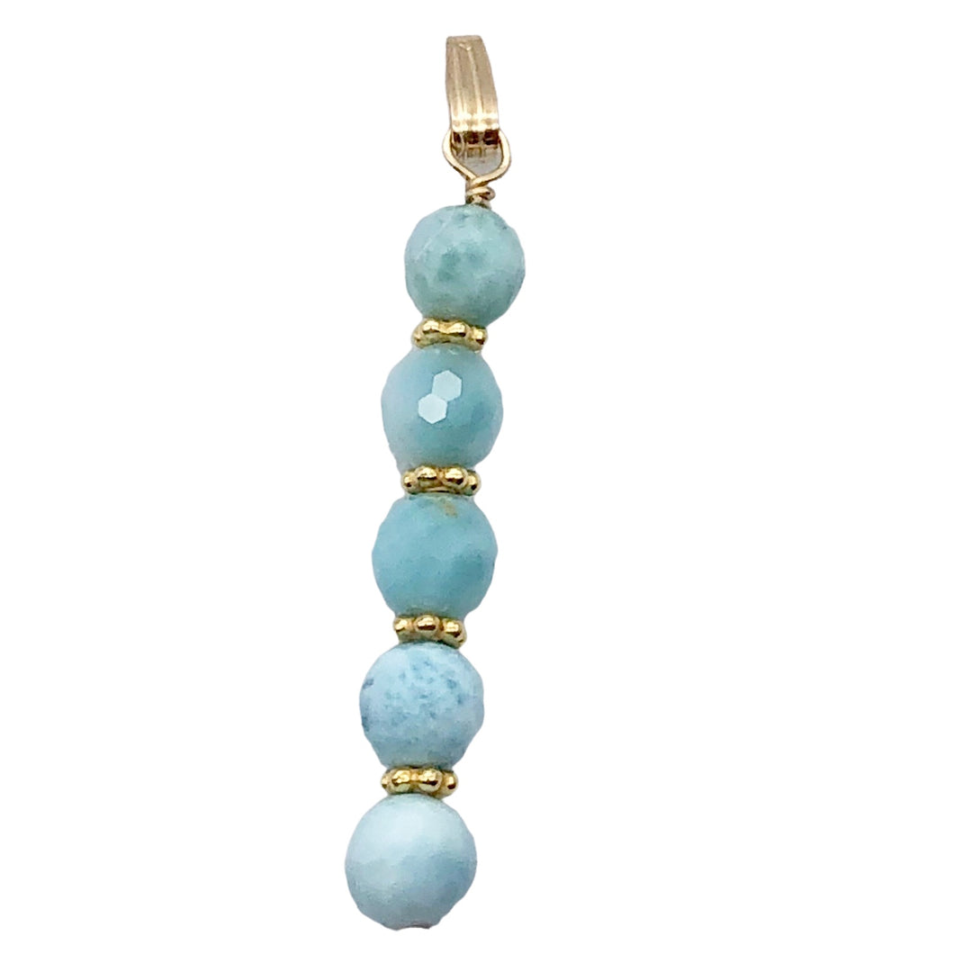 Larimar Faceted Round Bead 14k Gold Filled Pendant | 1.75