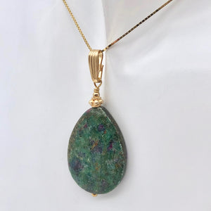 Natural Ruby Zoisite and 14K Gold Filled Pendant, 2", Green/Red 507162C - PremiumBead Alternate Image 2