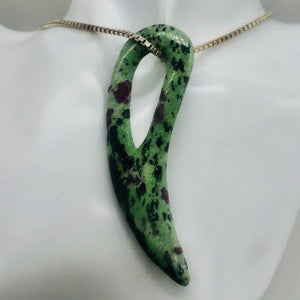 Ruby Zoisite Gemstone Comma Pendant | 94x28x6mm | Green/Red | 1 Pendant |