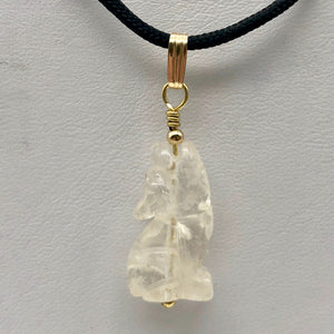 Quartz Wolf Pendant Necklace | Semi Precious Stone Jewelry | 14k Pendant - PremiumBead Alternate Image 3